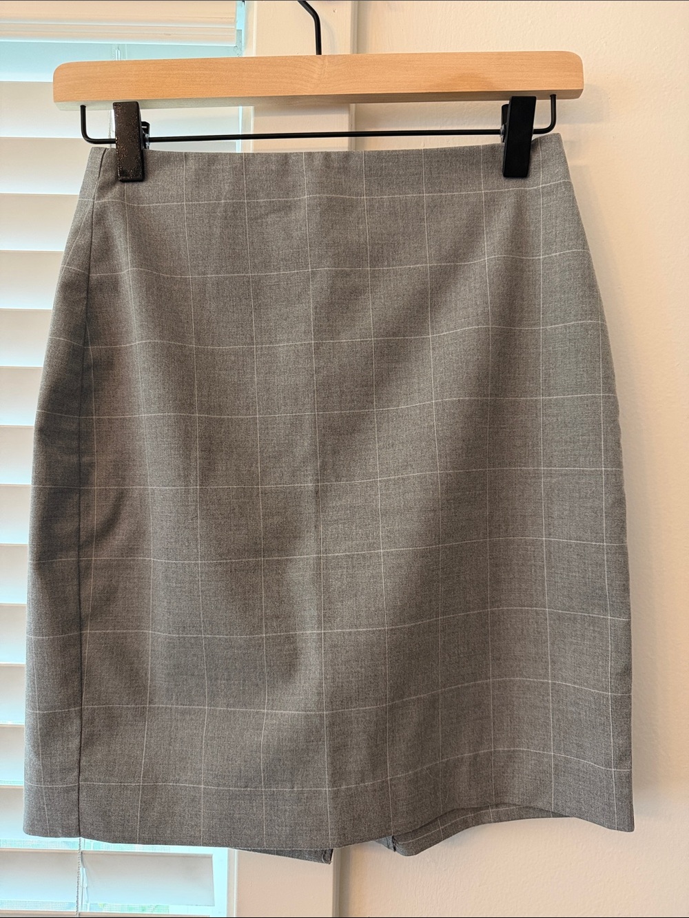Banana Republic Gray Windowpane Pencil Skirt
